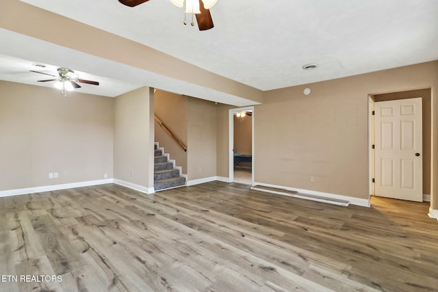 spare room featuring hardwood / wood-style floors and ceiling fan