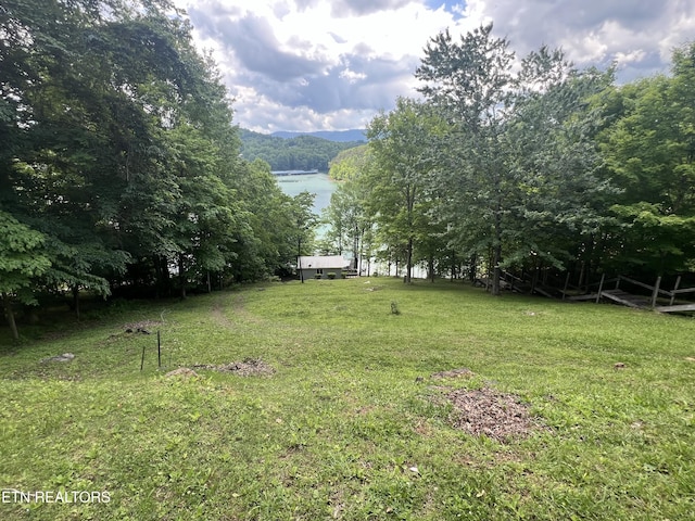 view of yard featuring a water view