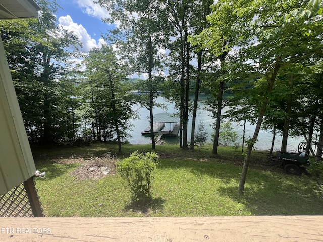 view of yard with a water view