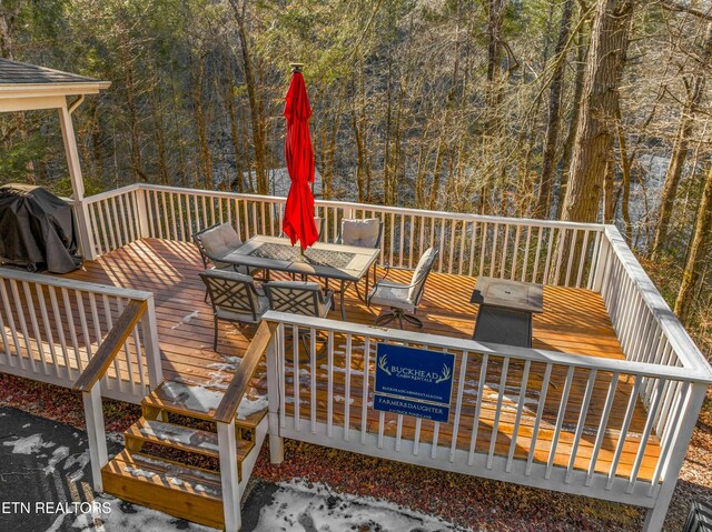 2133 Duck Pond Ln, Sevierville, TN 37876 - wooden deck featuring a grill