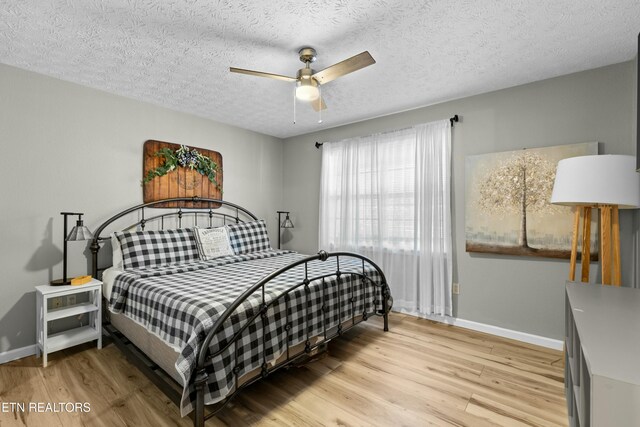 2133 Duck Pond Ln, Sevierville, TN 37876 - bedroom with ceiling fan, a textured ceiling, and light wood-type flooring