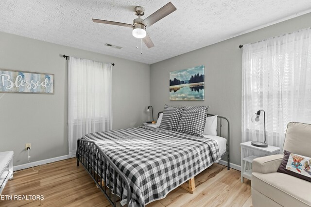 2133 Duck Pond Ln, Sevierville, TN 37876 - bedroom with a textured ceiling, ceiling fan, and light hardwood / wood-style floors