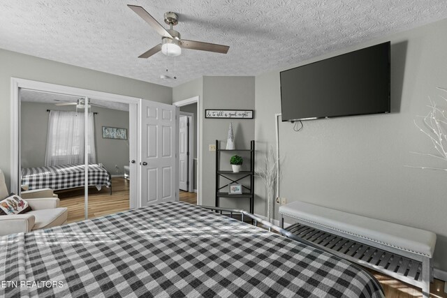 2133 Duck Pond Ln, Sevierville, TN 37876 - bedroom with ceiling fan, a textured ceiling, and a closet