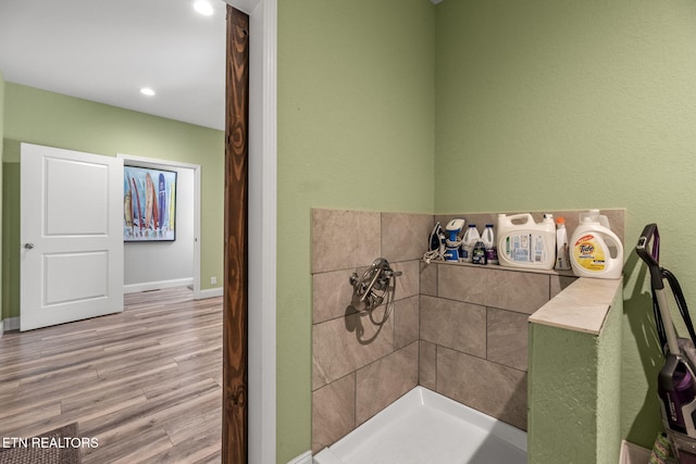 bathroom featuring hardwood / wood-style floors