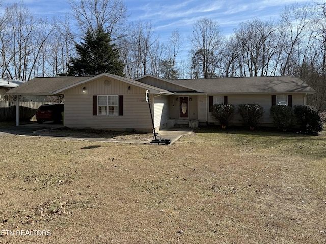 single story home with a carport and a front yard