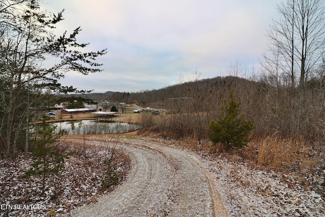 view of road with a water view