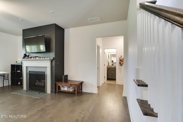 living room with wood-type flooring