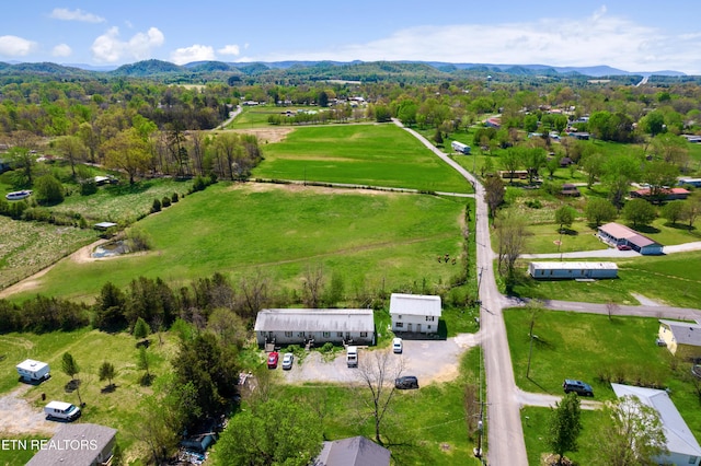 aerial view with a mountain view