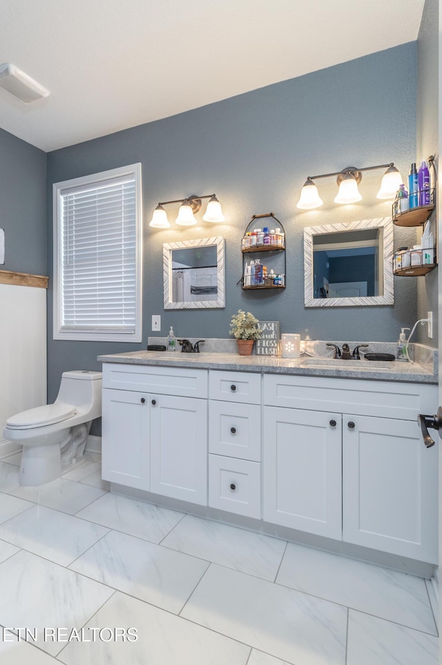 bathroom with toilet and vanity