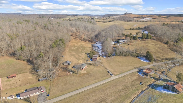 aerial view featuring a rural view