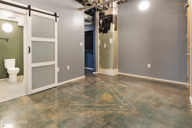 basement with a barn door