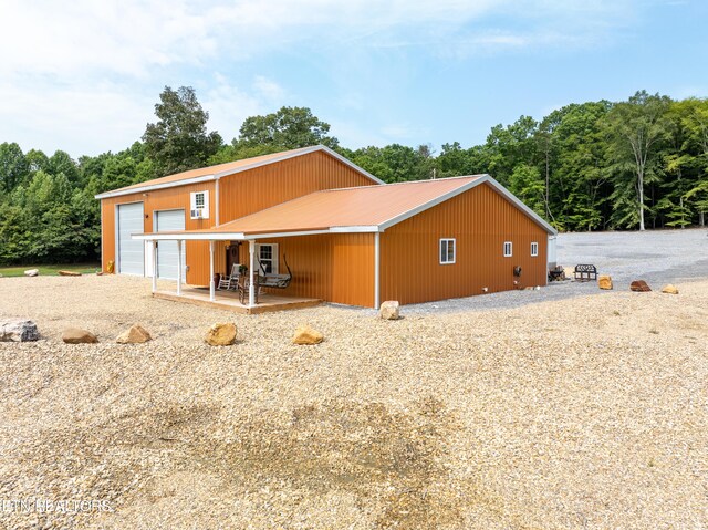 exterior space with a garage