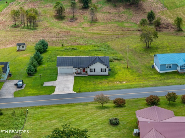 bird's eye view with a rural view