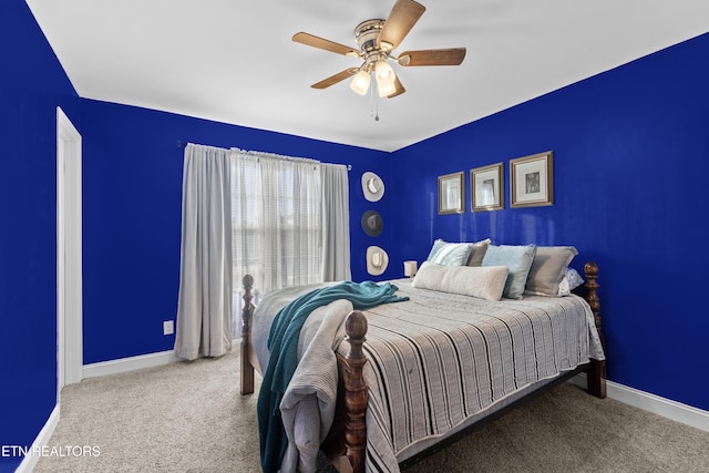 bedroom with carpet and ceiling fan