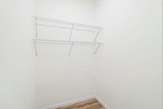 walk in closet featuring wood-type flooring