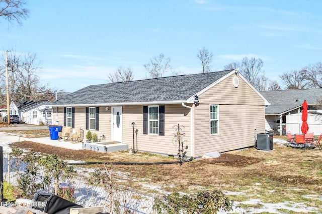 single story home with central AC unit