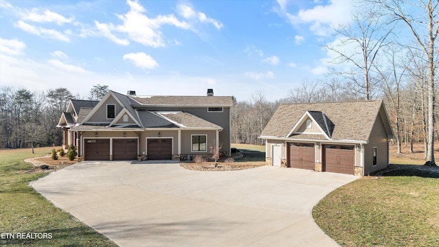 craftsman-style home with a front yard