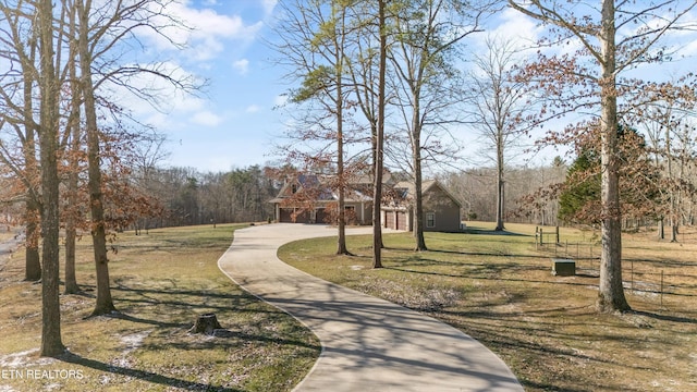 view of community featuring a lawn