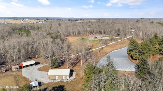 aerial view featuring a water view and a rural view