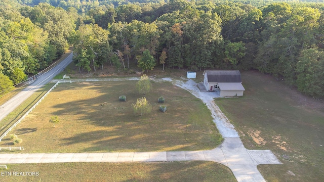 drone / aerial view with a forest view