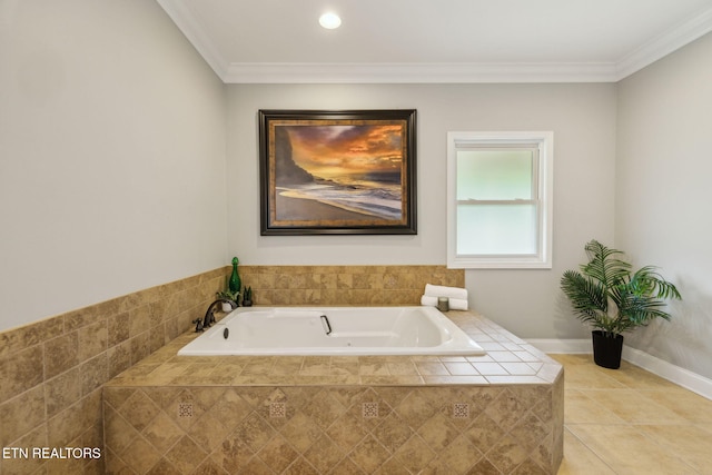 371 Pin Oak Dr, Rockwood, TN 37854 - full bath featuring a bath, tile patterned floors, ornamental molding, and recessed lighting