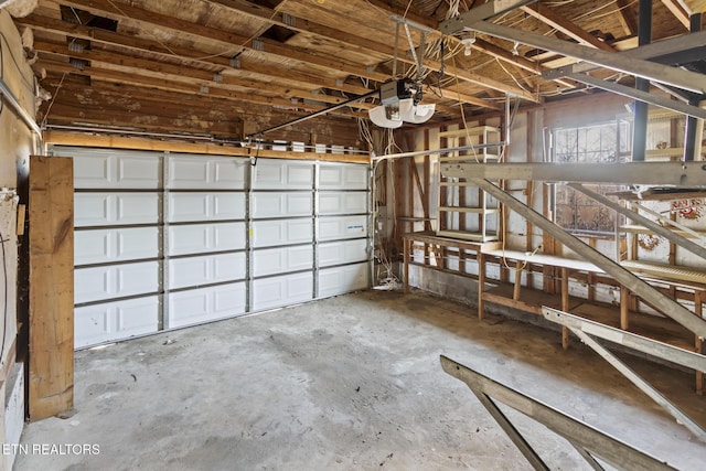 garage with a garage door opener