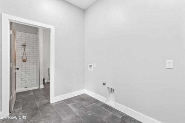 laundry area with washer hookup and hookup for an electric dryer