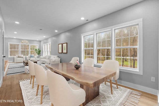 dining room featuring light hardwood / wood-style floors