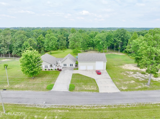 drone / aerial view with a rural view