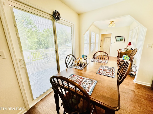 dining room with light hardwood / wood-style flooring