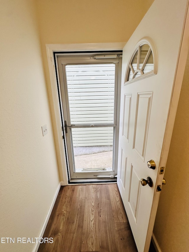 813 Clear Creek Pkwy, Clarkrange, TN 38553 - entryway with wood finished floors and baseboards