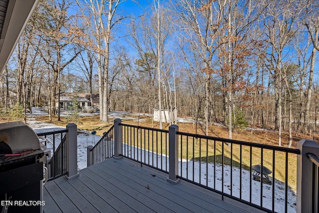 wooden deck with a yard