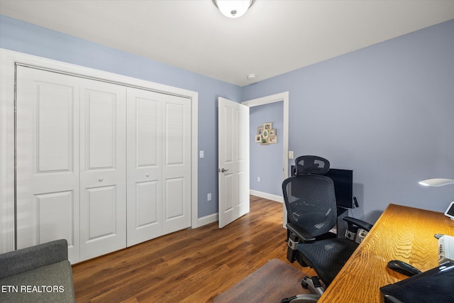 office area featuring dark hardwood / wood-style flooring