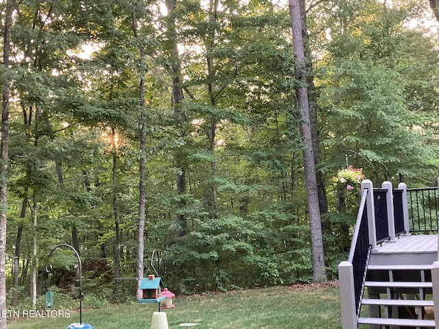 view of yard with a deck