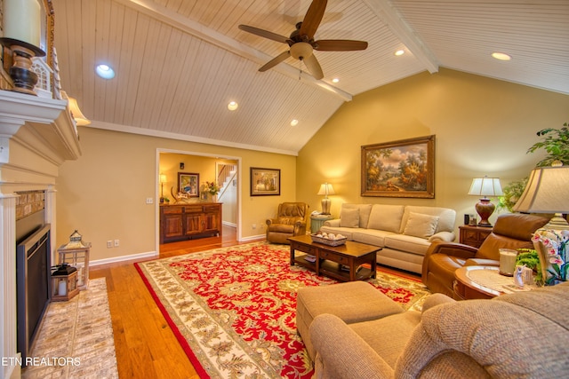 105 Charity Ln, Jamestown, TN 38556 - living room featuring recessed lighting, a fireplace, light wood-style flooring, baseboards, and ceiling fan