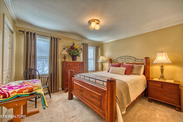 105 Charity Ln, Jamestown, TN 38556 - bedroom featuring light colored carpet, crown molding, a textured ceiling, and baseboards