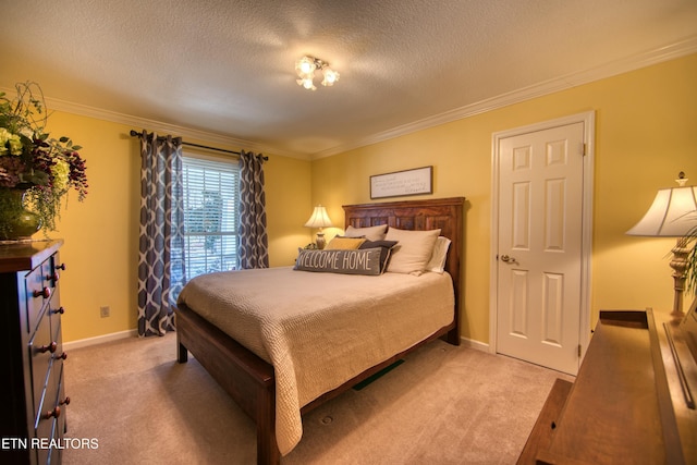 105 Charity Ln, Jamestown, TN 38556 - bedroom with crown molding, light carpet, a textured ceiling, and baseboards