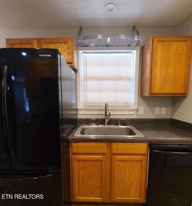 kitchen with black appliances and sink