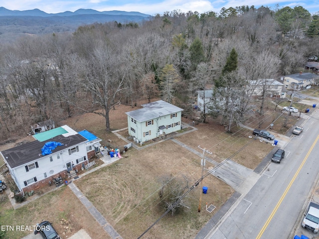 bird's eye view featuring a mountain view