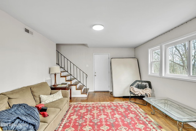 living room featuring light hardwood / wood-style floors