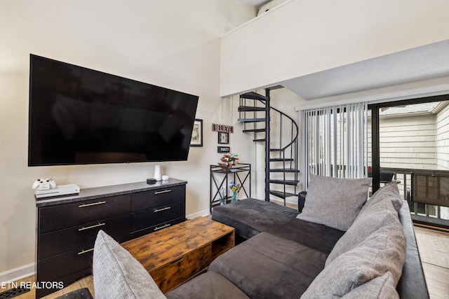 living room featuring light hardwood / wood-style flooring