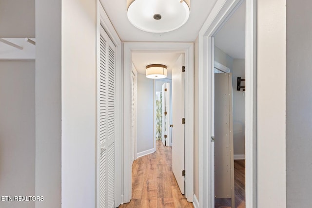 corridor with hardwood / wood-style floors