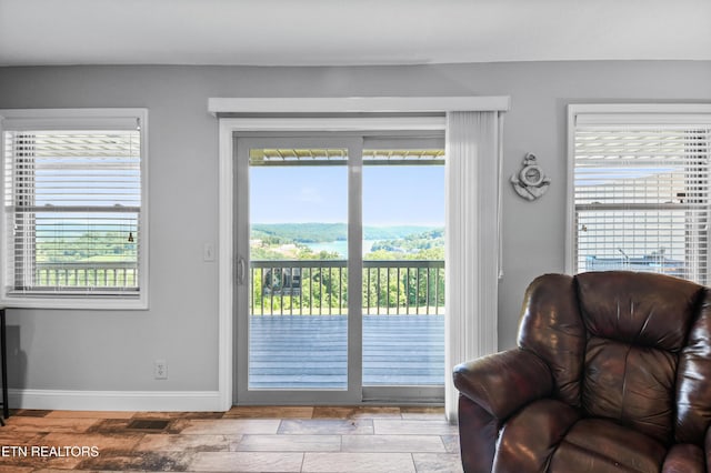 entryway with a mountain view