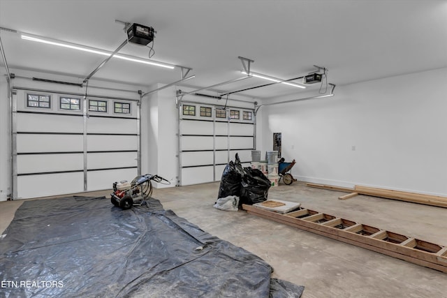 garage with a garage door opener