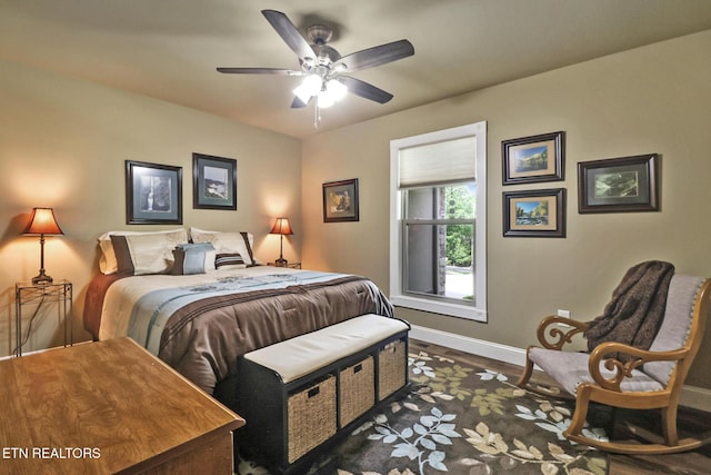 153 Walden Ridge Dr, Fairfield Glade, TN 38558 - bedroom featuring baseboards, wood finished floors, and a ceiling fan