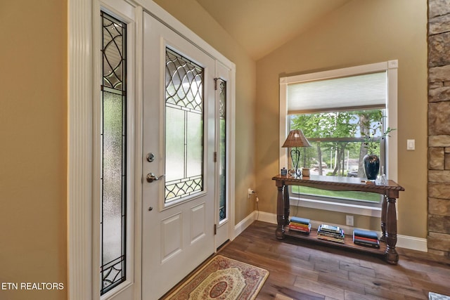 153 Walden Ridge Dr, Fairfield Glade, TN 38558 - entrance foyer featuring vaulted ceiling, wood-type flooring, and baseboards