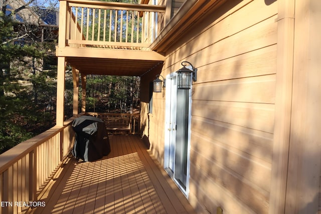 deck featuring grilling area