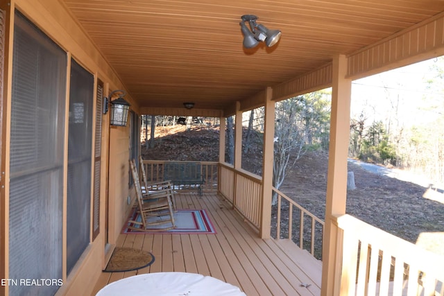 deck featuring a porch