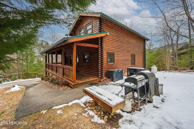 view of snow covered exterior