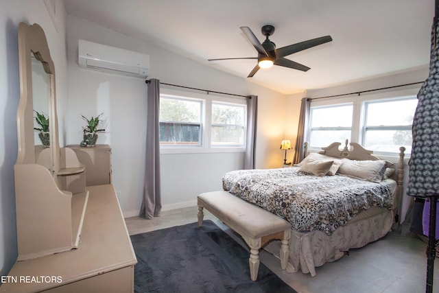 1964 Providence Rd, Sevierville, TN 37876 - bedroom with ceiling fan, lofted ceiling, and a wall mounted air conditioner
